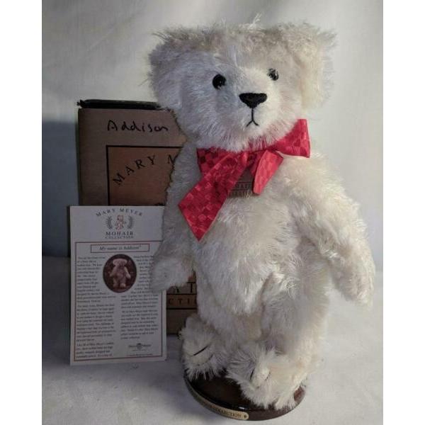 New ListingLM Mary Meyer Addison 15" Jointed White Mohair Classic Teddy Bear & Stand NEW #1 image